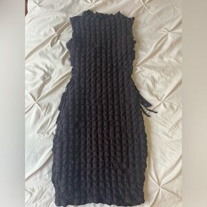 Brown Side Cutout Mini Bubble Dress